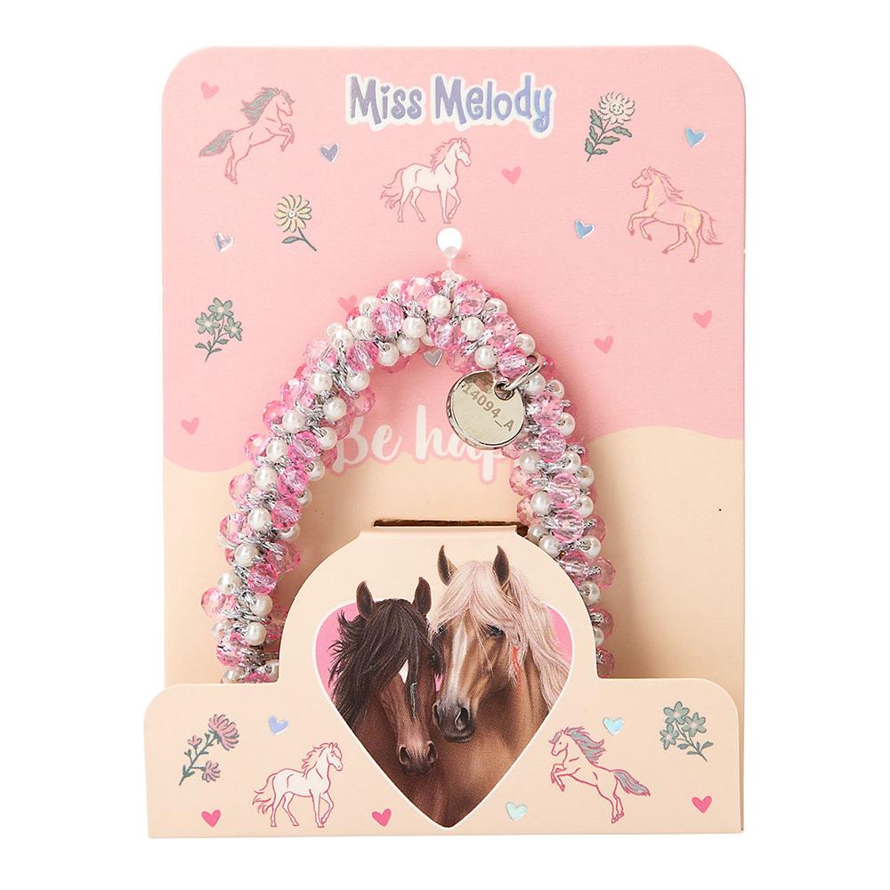 Levně Gumička do vlasů a náramek v jednom Miss Melody, růžová
