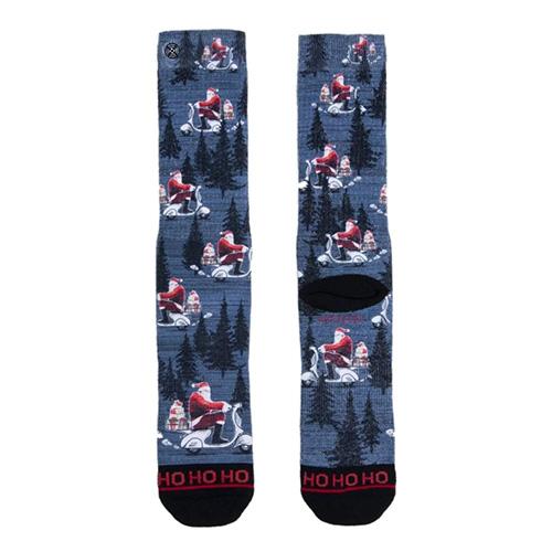 Pánské ponožky XPOOOS Xmas Scooter Santa - Hravé pánské ponožky XPOOOS s výrazným vánočním motivem Santy na motorce s dárky a prémiovou kvalitou.