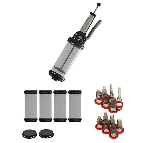 Zdobička cukroví s nádobami a koncovkami de Buyer