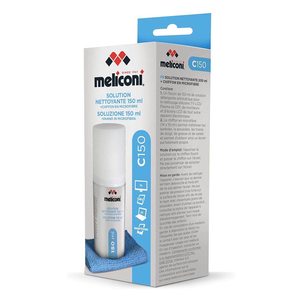 Levně Meliconi 621014 roztok + hadřík z mikrovlákna, pro obrazovky 150 ml