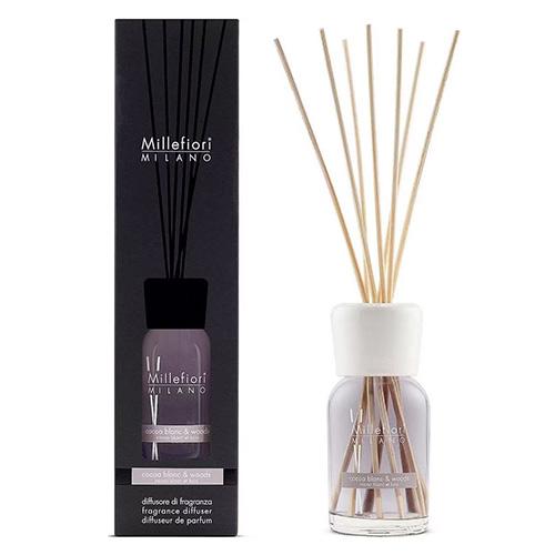 Millefiori Milano Natural Bílé kakao a dřeva Difuzér 100 ml + 7 stébel 25 cm