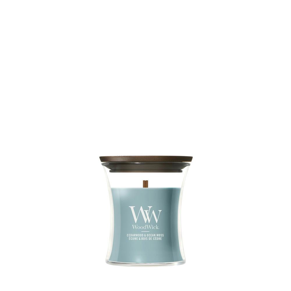 Svíčka WoodWick malá, Cedarwood & Ocean Moss