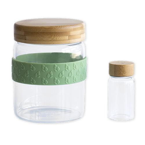 Pebbly Obědový box PKV-031, sada 2 ks, sklo / bambus, Pebby