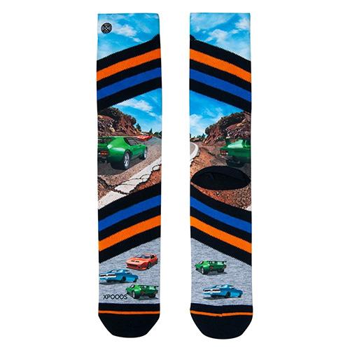 Pánské ponožky XPOOOS Roadtrip - Hravé pánské ponožky XPOOOS s výrazným motivem závodních automobilů a prémiovou kvalitou. - 3390586