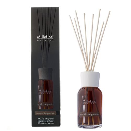 Levně Millefiori Natural Sandalo Bergamotto Santálové dřevo a bergamot Difuzér 250 ml + 8 stébel v délce 30 cm