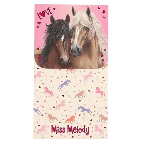 Bloček na magnet Miss Melodym Love, dva hnědý koníci