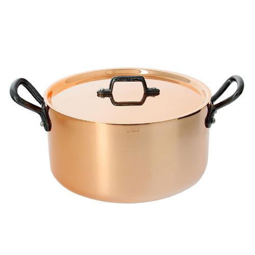 Levně de Buyer Měděný hrnec s poklicí PRIMA MATERA 24cm 5,4l tmavá rukojeť
