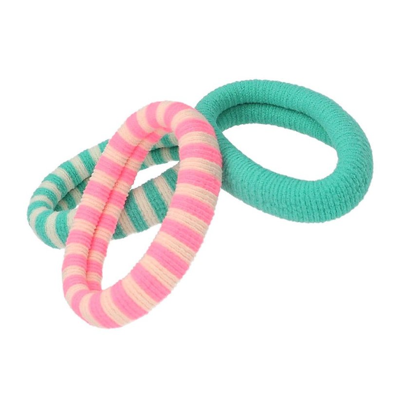 Set of three wide Top Model hair ties, neon green shades