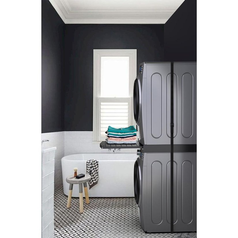Universeller Zwischenraum zwischen Waschmaschine und Trockner mit ausziehbarem Regal Meliconi Torre Black 656136 schwarz