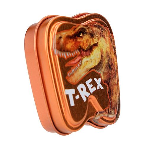 Dino World T-Rex narancssárga fém fogdoboz