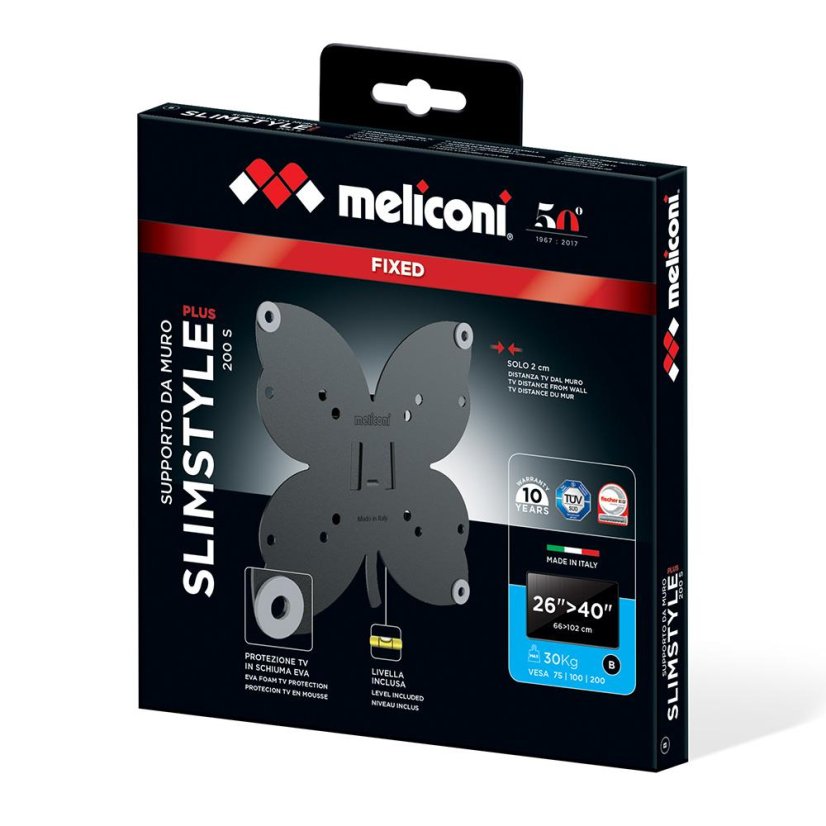 Uchwyt ścienny do telewizora Meliconi SlimStyle Plus 200 S 480951 czarny