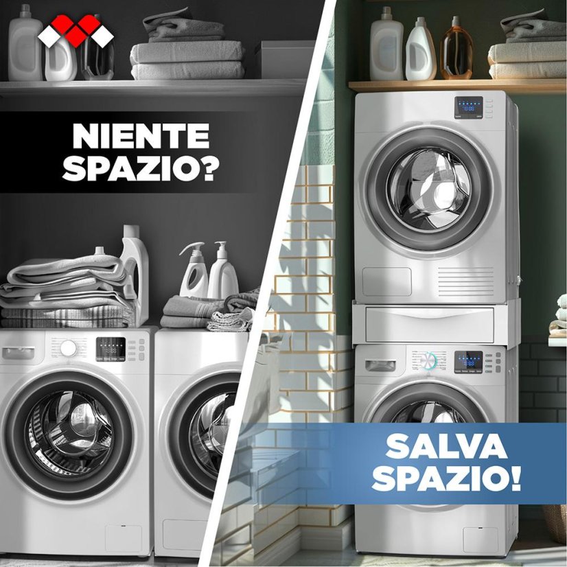 Univerzálny dištančný prvok medzi práčkou a sušičkou s výsuvnou zásuvkou Meliconi Torre Extra L60, 656112 biela