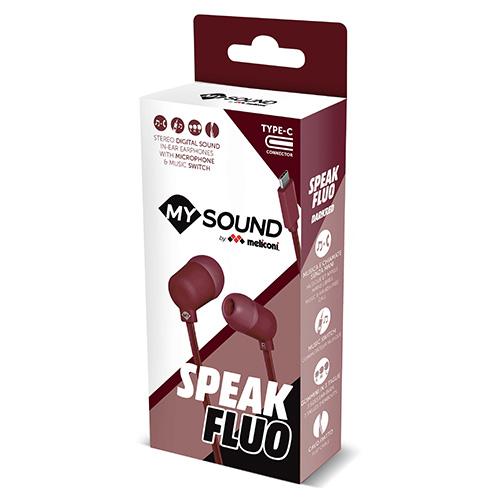 Meliconi SPEAK FLUO USB-C RED 497411 headphones, red