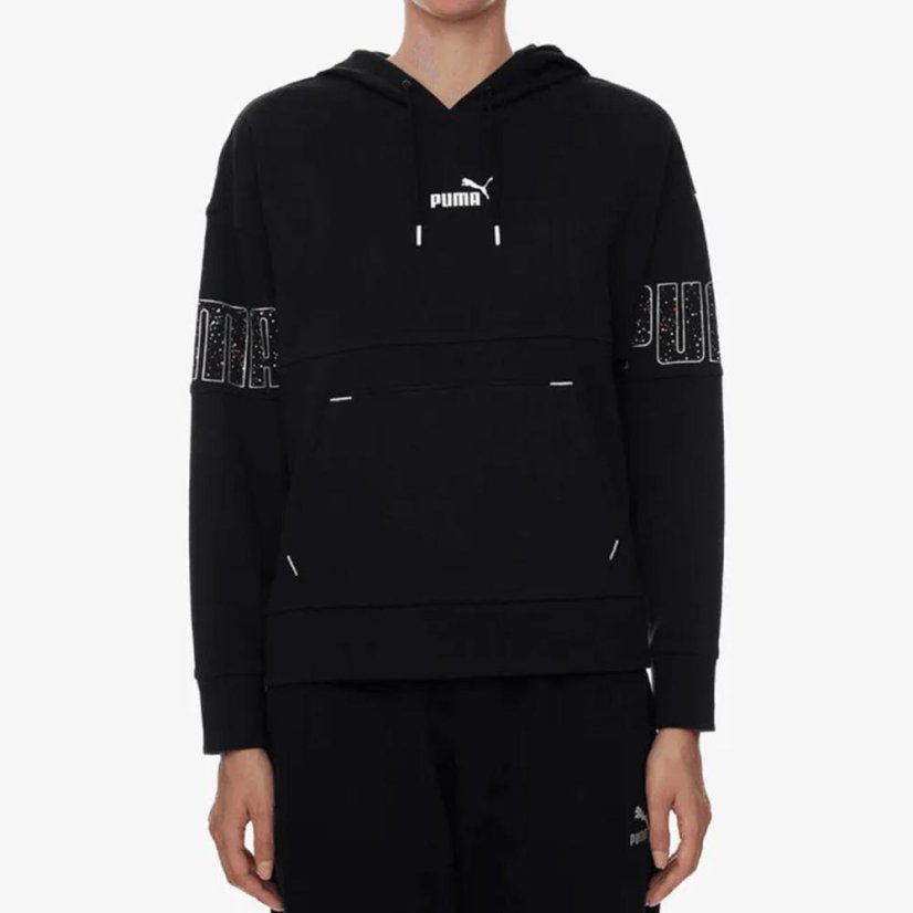 Damen-Sweatshirt Puma Power Colorblock Stardust Hoodie - Farbe: Schwarz, Größe: L