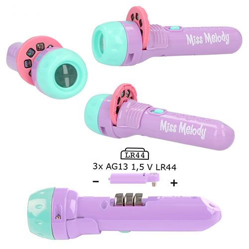 Miss Melody projector, 24 pictures, 3 reels, purple
