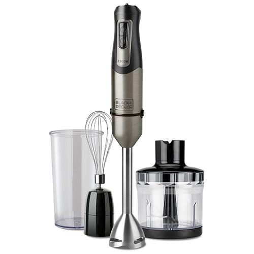 Tyčový mixér s příslušenstvím Black+Decker BXHBA1200E nerez