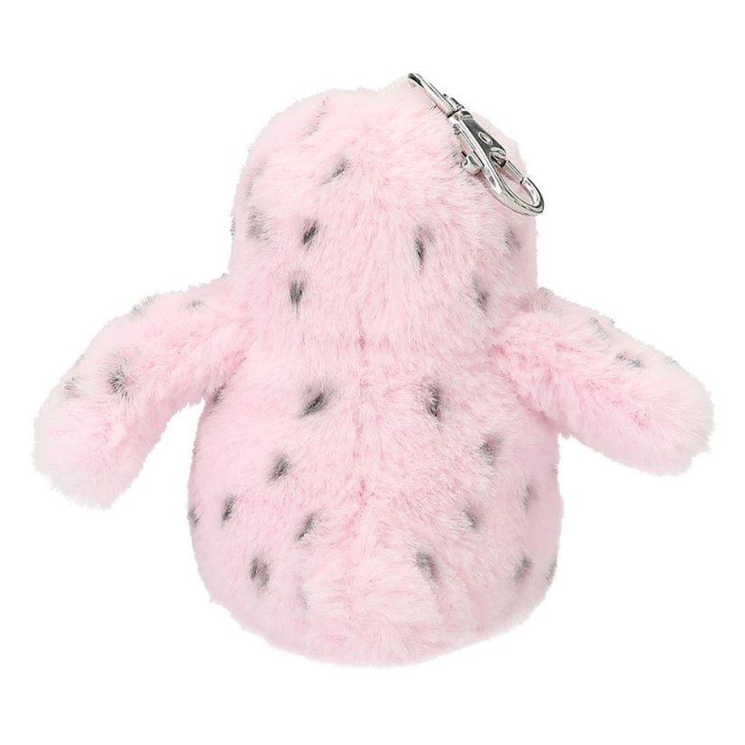 Snukis plush owl with carabiner, pink