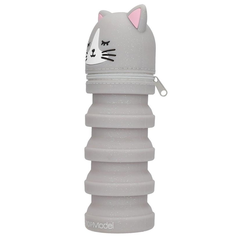 Top Model Silicone Pencil Case – Blooming Kitty Gray Cat