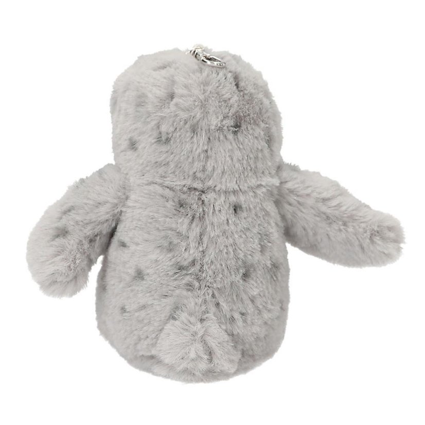Snukis plush owl with carabiner, gray