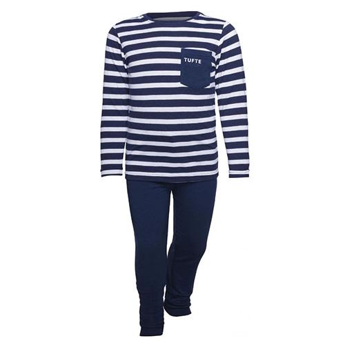 Children's pajamas Tufte Bamboo Rayon Maritime Blue Stripes - Color: Blue, Size: 134-140
