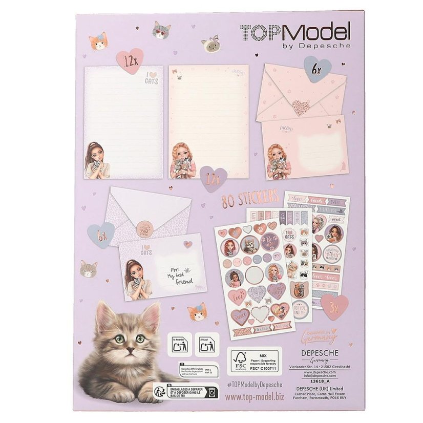 Zestaw listowy z naklejkami Top Model Cat Love, Talita