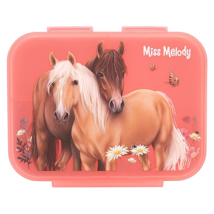 Miss Melody Snackbox, zwei Pferde auf einer Wiese, Ziegelsteine