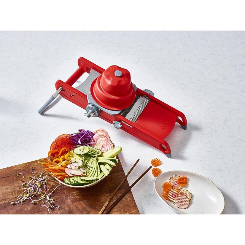 De Buyer Swing Plus 2015.43 red-stainless steel slicer