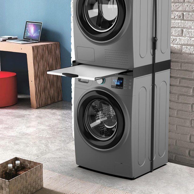 Universal adapter between the handle and the dryer with a wooden shelf Meliconi Torre DARK 656128 black