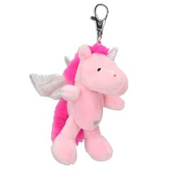Plüsch-Anhänger Einhorn mit Karabinerhaken Ylvi, silberne Flügel