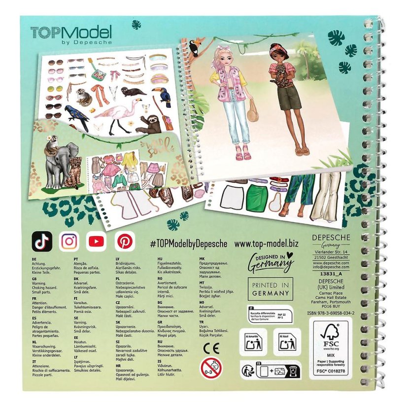 Kreatives Spiralheft mit Aufklebern „TOPModel Safari“