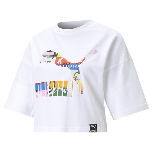 Women's Puma International Graphic crop top - Color: White, Size: M