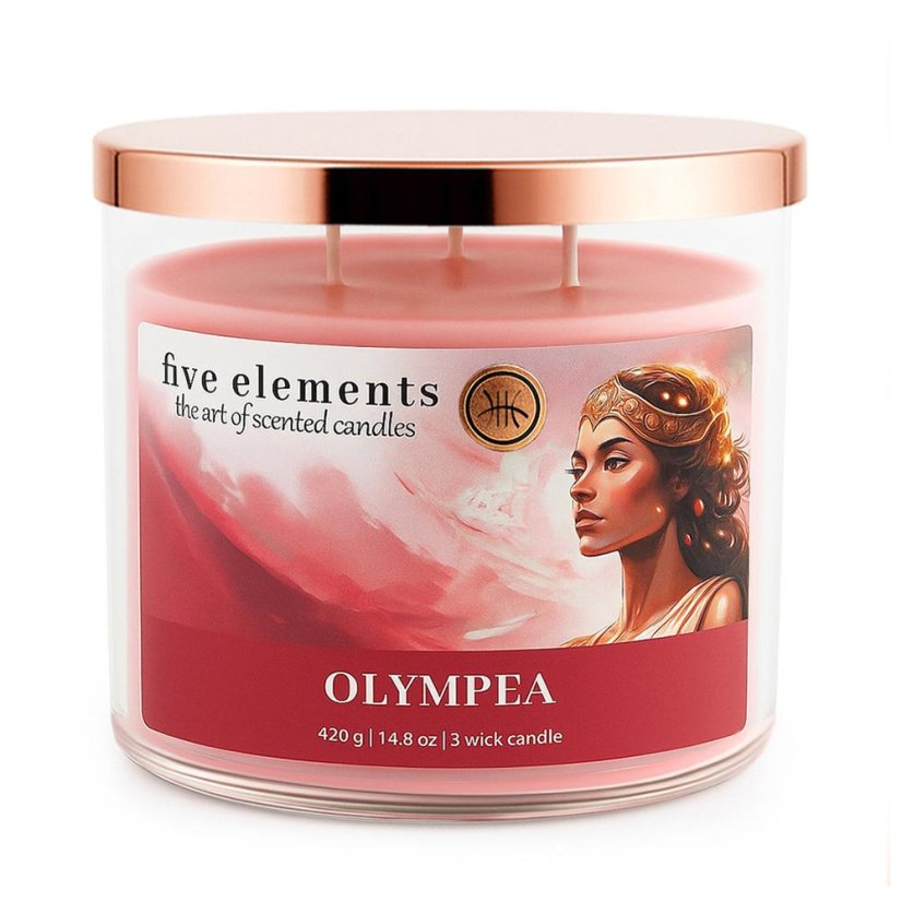 Świeca zapachowa Five Elements Olympea, 420 g, 3 knoty