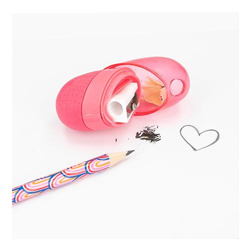 Heart-shaped eraser and Top Model Best Friend pencil sharpener, light pink