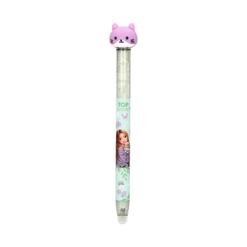 Top Model Blooming Kitty Eraser Gel Pen with Cat, Green