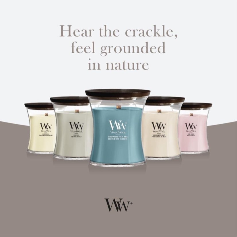 WoodWick Small Candle, Cedarwood & Ocean Moss