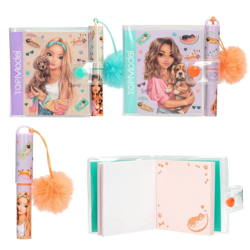 Top Model Sunny Dog Fergie Mini Notebook and Pen, Turquoise