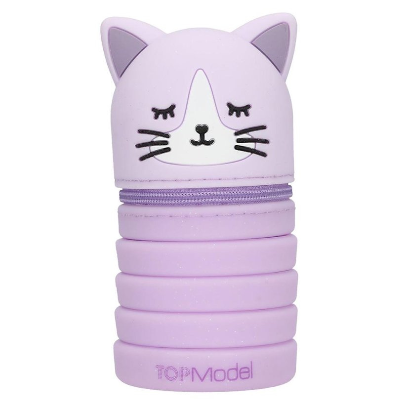 Top Model Silicone Pencil Case – Blooming Kitty Purple Kitten