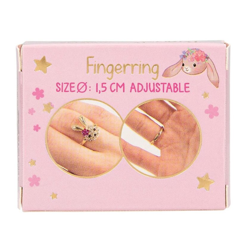 Princess Mimi Adjustable Ring with Rhinestones – Bunny with Sparkling Rhinestones