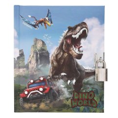 Tagebuch mit Schloss Dino World, roter Jeep