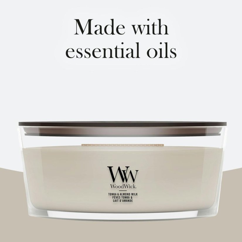 Świeca WoodWick w kształcie łodzi, Tonka & Almond Milk