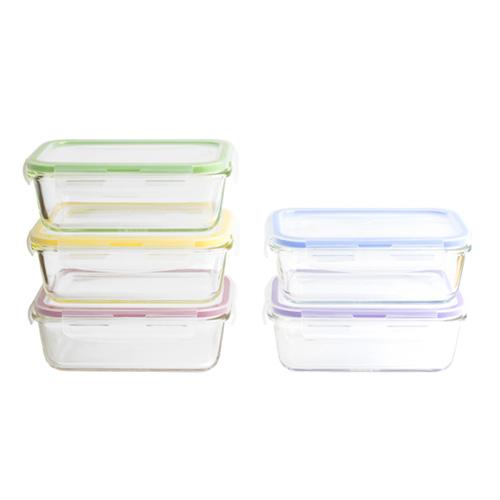 Set mit 5 Glasbehältern Pebbly PKV-5SRB, 850 ml