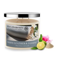 Five Elements White Leather & Jasmine scented candle, 420 g, 3 wicks