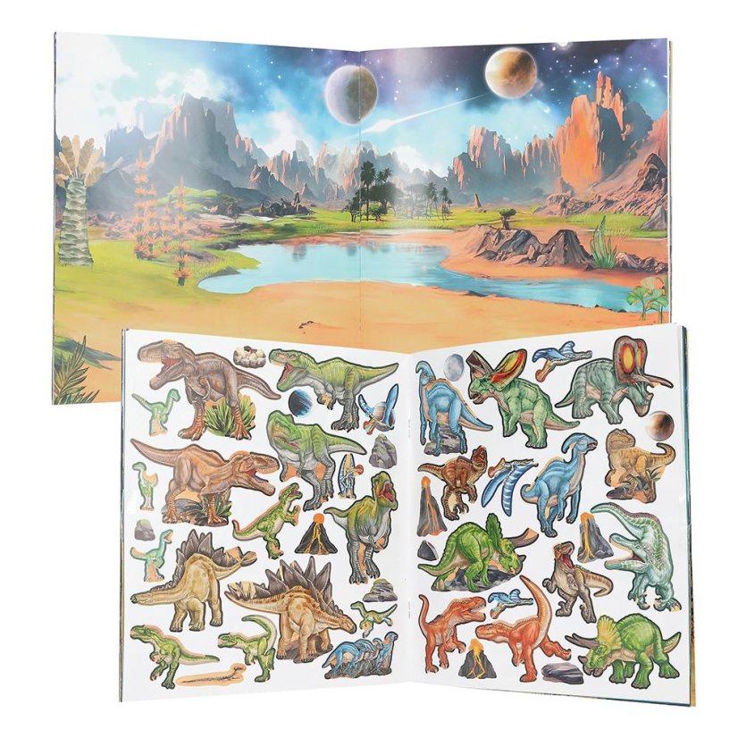 Kreatywny zeszyt z naklejkami Dino World Sticker World