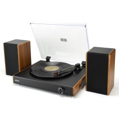 AKAI ATT-240SP black-wood turntable with speakers
