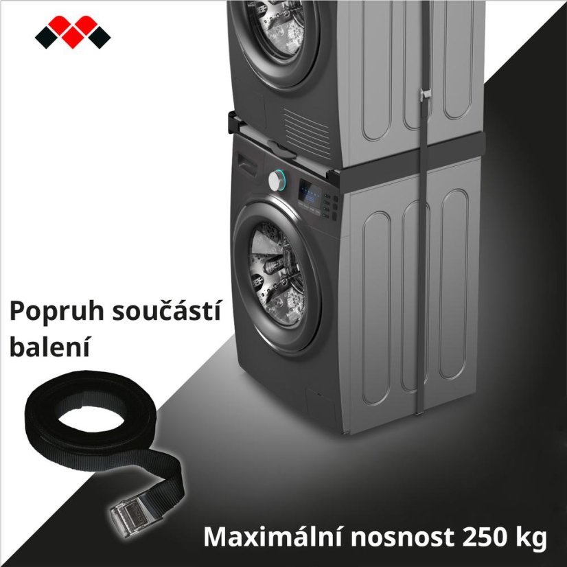 Półka pośrednia między suszarką a suszarką z drewnianą półką Meliconi  656128 Torre DARK czarna