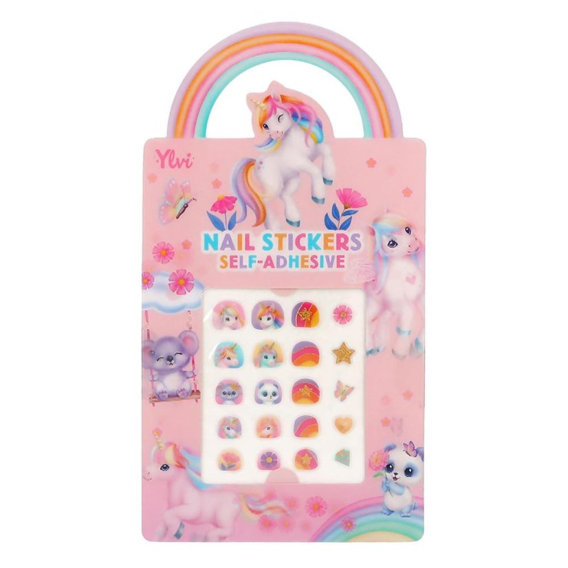 Ylvi Nail Sticker Set, Pink Background