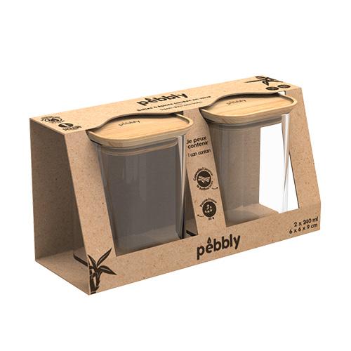 Set mit 2 Glasbehältern Pebbly PKV-047, 240 ml