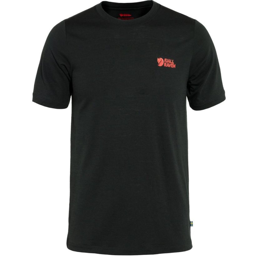 Pánské tričko Fjällräven Abisko Wool Logo SS M - Farba: Čierna, Veľkosť: M