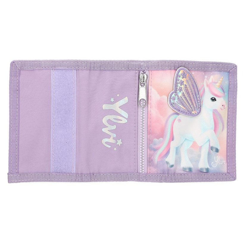Ylvi fabric wallet with Velcro closure, wing patch