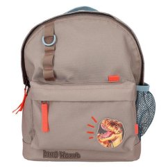 Kinderrucksack Dino World, T-Rex-Aufnäher, khakibraun